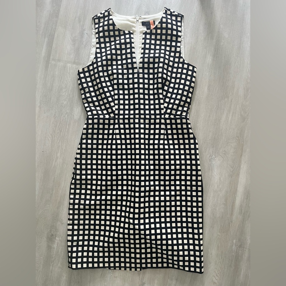 J. Crew Black and White Checkered Sleeveless Dress